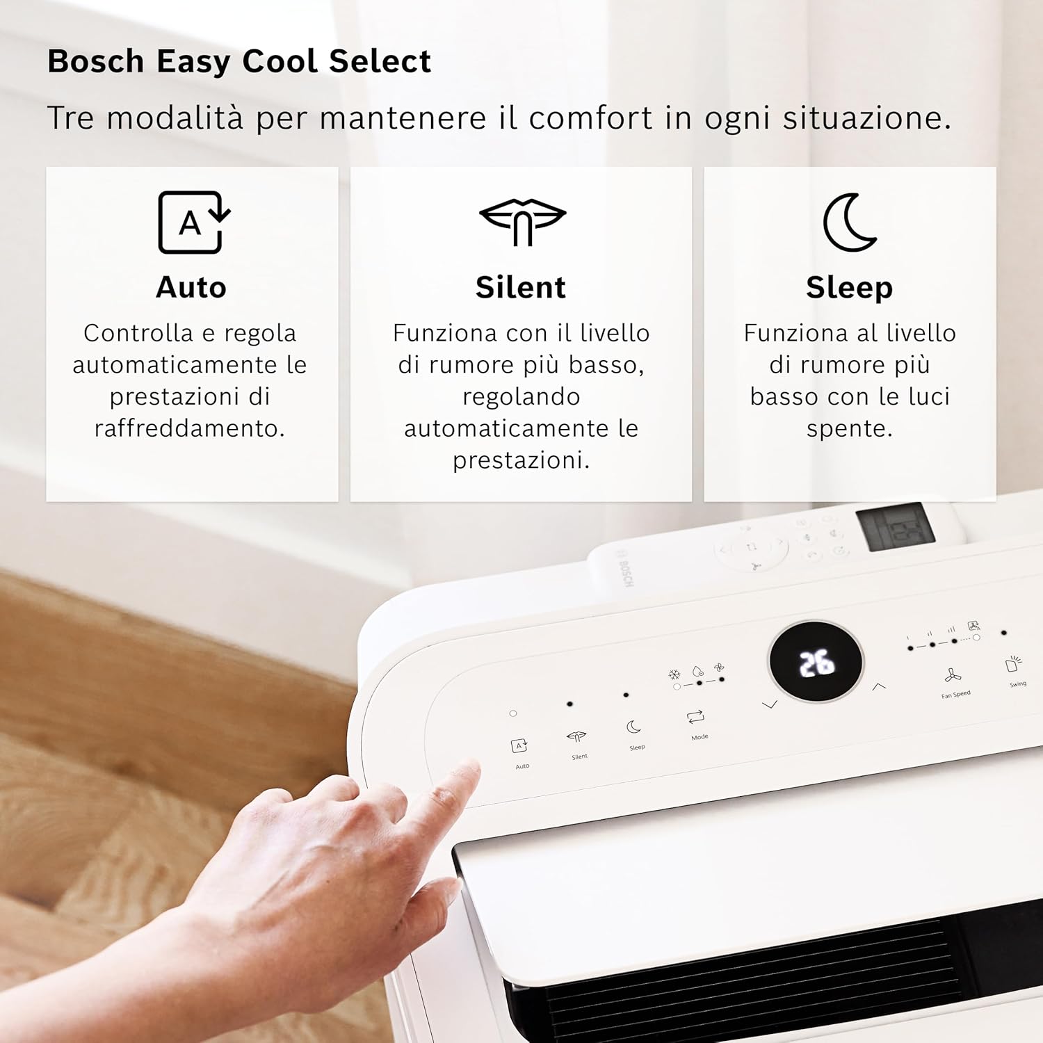 Bosch Cool 2000 Climatizzatore portatile, Per ambienti fino a 35 m² | Climatizzatore, deumidificatore e ventilatore 3-in-1