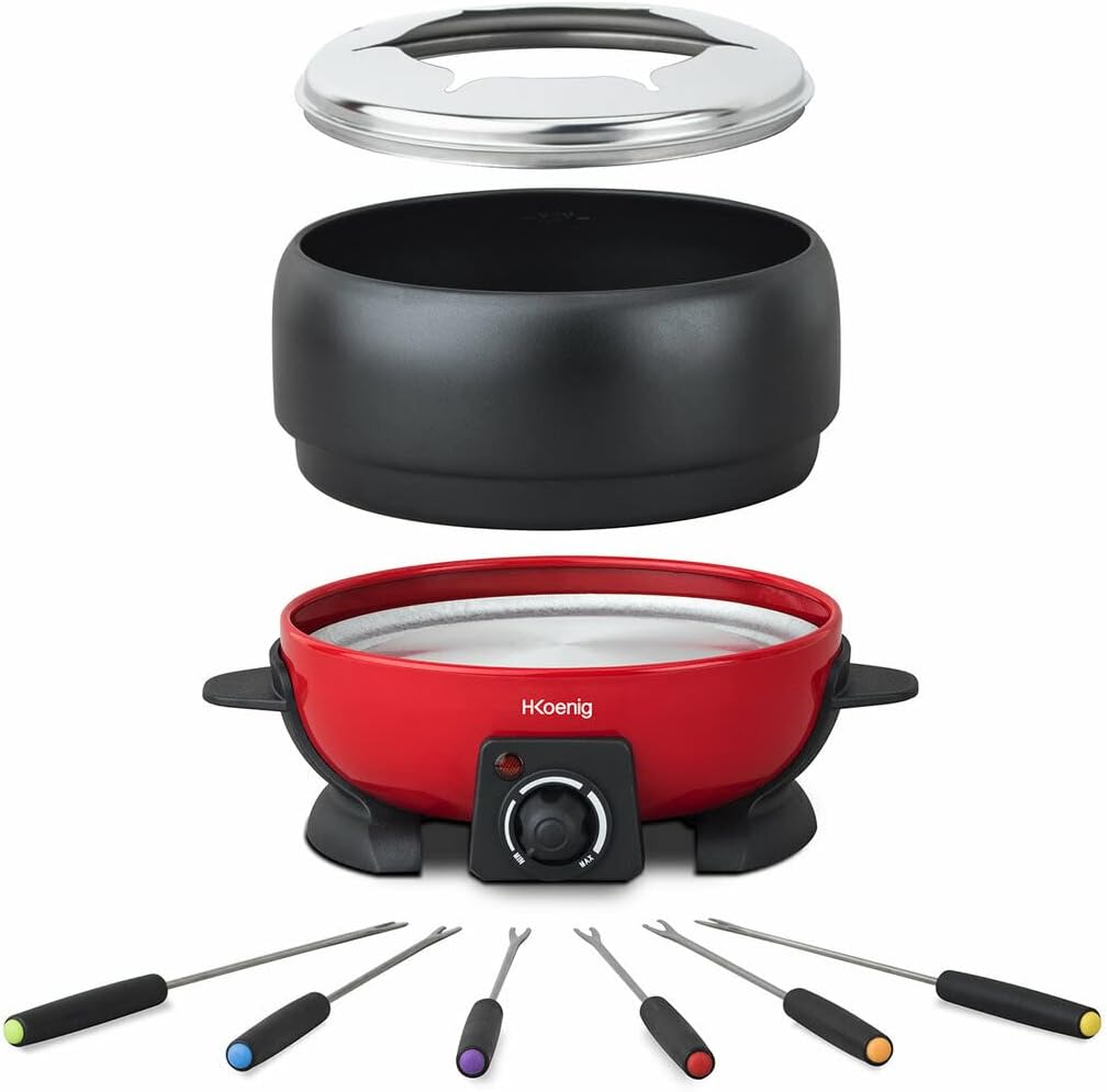 Set per fonduta elettrico ALP1800, 6 forchette, 2L, acciaio inox, fonduta di formaggio
